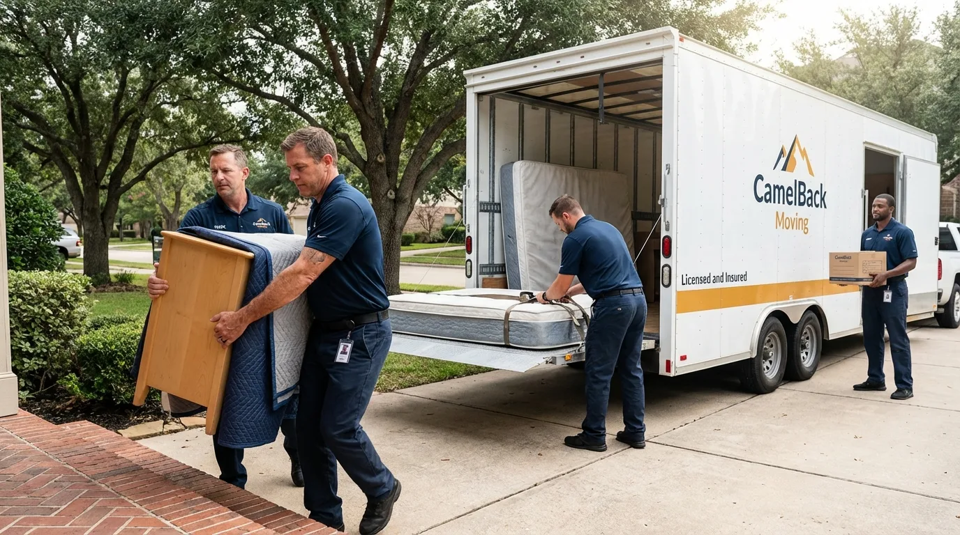 Crew loading residential truck for cross-state move from Carbondale, KS