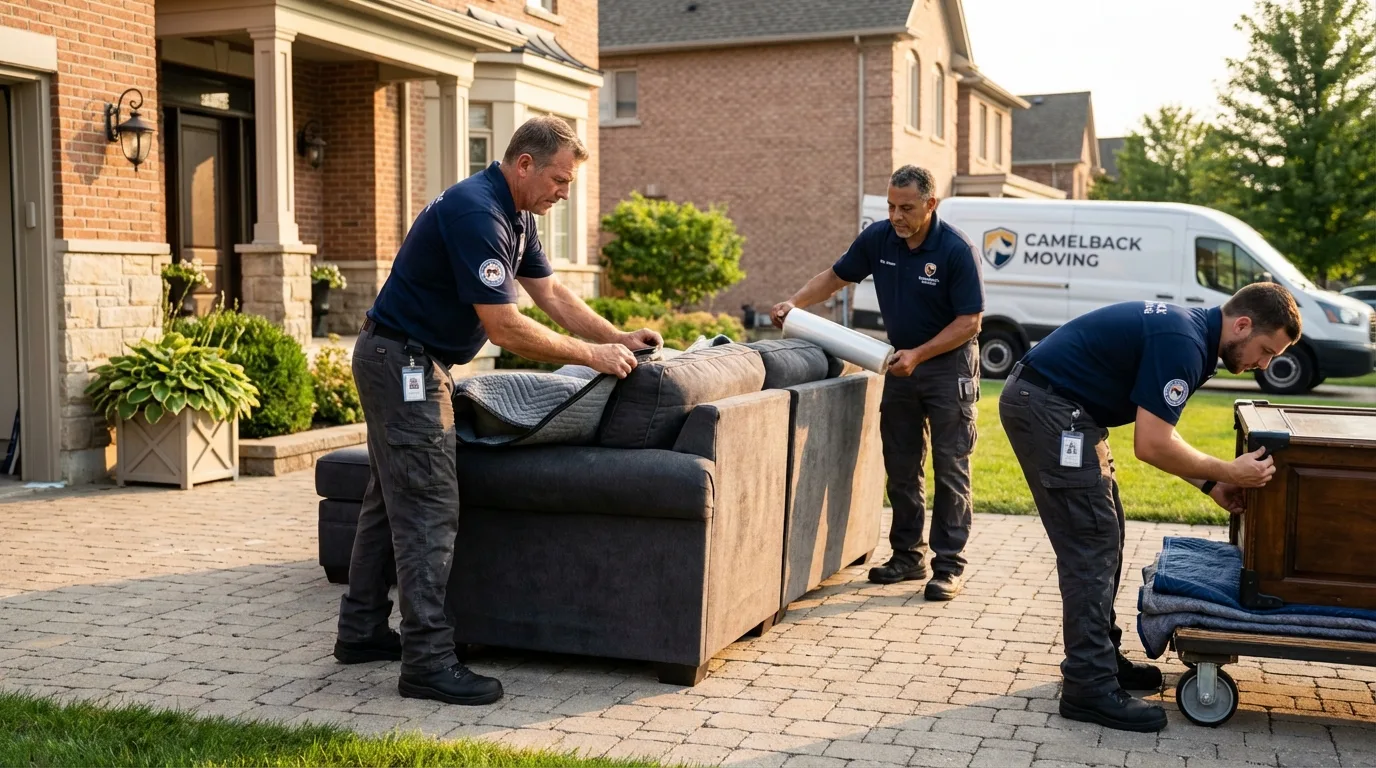 Large estate moving crew wrapping furniture in Carbondale, KS